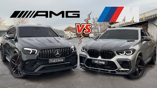 GLE63 S AMG VS BMW X6 M COMPETITION SOUND Comparison Interior Exterior Review [upl. by Nyvlem]