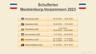 Schulferien Mecklenburg Vorpommern 2023 [upl. by Enirual]