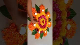 Diwali Flower Rangoli Designs ✨ trendingrangolidiwalidiwalirangolifestivalflowerrangolishorts [upl. by Aihseuqram824]