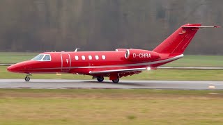 Cessna Citation CJ4 TakeOff at Bern  EyeCatching Red Livery [upl. by Nivi]