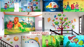 Top Class playschoolwallpainting 9849938885 venkatarts Pre Primary School Wall Painting Ideas [upl. by Attayek]