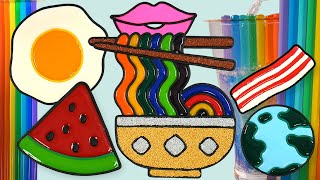 Earth Jelly Fried egg Jelly Painting  Rainbow Jelly noodles Cutting ASMR Satisfying Video [upl. by Cristoforo614]