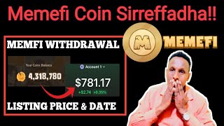 Akkata Memefi Coin Wallet Wal qunnamsiftan Fi Qarshii Irraa Bafatan  Memefi Coin Airdrop Withdrawal [upl. by Hutt]