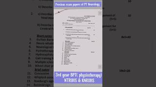 Previous exam papers of BPT 3rd year neurology neurophysiotherpy knruhsntruhs shorts ytshorts [upl. by Anibor]