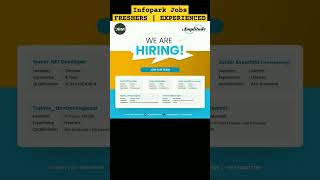 Infopark Jobs 🔥 Freshers can also apply  Infopark jobs  Jobhunter [upl. by Sema546]