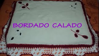 TUTORIAL DE UN BORDADO SENCILLO BORDADO CALADO  Labores Angélika [upl. by Yanaj]