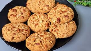 3 Ingredients Peanut Cookies Recipe  Eggless Cookies [upl. by Poore]