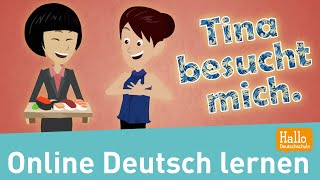 Deutsch lernen mit Dialogen  Tina besucht mich  Wie ist deine Wohnung [upl. by Busby]