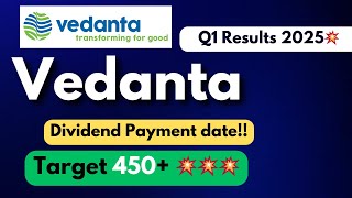 Vedanta Share Price Target  Dividend Update amp Q1 results 2025 [upl. by Namus]