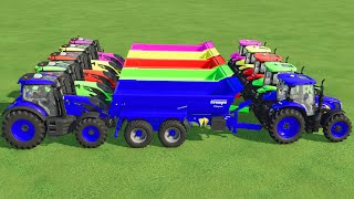 TRANSPORT JDEERE amp JCB amp CLASS amp MCCORMICK TRACTORS  CANOLA HARVEST w FLATBED TRAILER  FS 22 04 [upl. by Annua49]