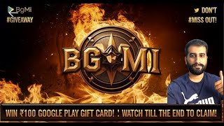 🔥WIN ₹100 Google Play Gift Card in BGMI Stream 🎁 Watch Till the End to Claim 🏆 Don’t Miss Out [upl. by Zima513]