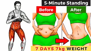 5Min FLABBY STOMACH Standing Workout  LOSE BELLY FAT Get SLIM WAIST in 10 Days [upl. by Yaffit]