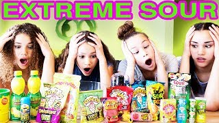 SOUREST GUMMY DRINK IN THE WORLD CHALLENGE Warheads Toxic Waste Smoothie Haschak Sisters [upl. by Linders]