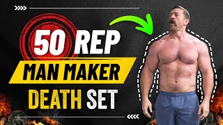 50 Rep quotMan Maker DEATH SETquot Fast amp Effective Upper Body Kettlebell Workout  Coach MANdler [upl. by Ahsenav]