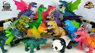 Dinosaurs Toys T Rex Brontosaurus Triceratops Spinosaurus Kingkong Godzilla Mammoth 108 [upl. by Yrome]