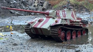 Taigen Panther G ElMod Fusion X driving in mud Camo airbrushed by dermodellbaunoob [upl. by Analaj56]