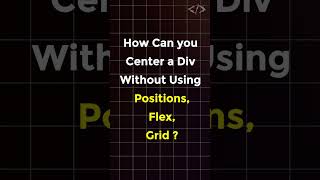 JavaScript Magic Center a Div WITHOUT Flex Grid or Positions codewithkg coding javascript [upl. by Kancler]