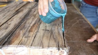 DIY Farmhouse Dining Table w Epoxy Inlays Using Reclaimed Barnwood [upl. by Nivad665]