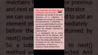 Why listiterator has add method but iterator does not havelistiterator java iterator java sti [upl. by Annayr]