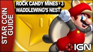 New Super Mario Bros U 3 Star Coin Walkthrough  Rock Candy Mines3 Waddlewings Nest [upl. by Lehcyar]