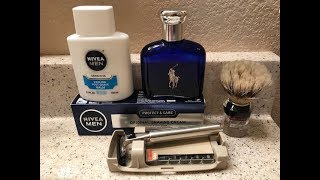 1977 Vintage Gillette Atra Razor NIVEA Men’s Shave Cream amp Aftershave Balm amp Polo Blue Cologne [upl. by Anelahs]