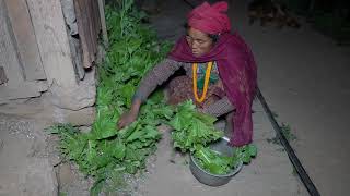 Cooking curry of green vegetables  Traditional life  Village people [upl. by Teryn973]