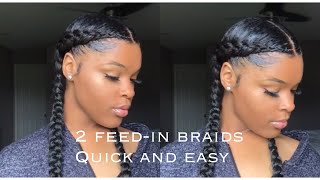 2 FEEDIN BRAIDS QUICK AND EASY [upl. by Aretahs]