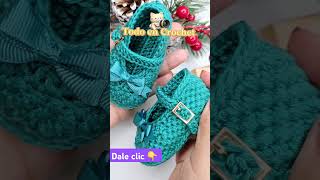 Zapatos a crochet 1 a 3 meses crochet knitting ganchillo tejido bebe shorts [upl. by Esilahc594]