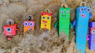 Numberblocks Buried in Sand Find and Arrange Numbers Left to Right  Learn with Toys [upl. by Lukin]