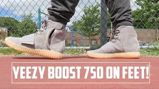 adidas Yeezy Boost 750 quotGreyGumGlowquot On Foot [upl. by Bashuk]