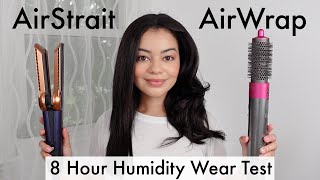 DYSON AIRSTRAIT VS AIRWRAP ON CURLY HAIR  8 HOUR HUMIDITY WEAR TEST 😱 [upl. by Gasperoni723]