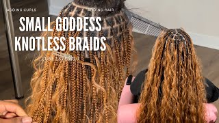 How To Small Goddess Knotless Braids 30 [upl. by Nylevol]