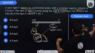 A spot light \S\ rotates in a horizontal plane with a constant angular velocity of \01 rad [upl. by Akyre]