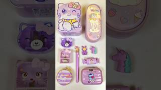 Fancy purple stationary Pen Sharpener Eraser Pencil Box Piggybank Pouch asmr shorts [upl. by Elazaro186]