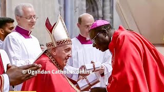 Archbishop Raphael Pmony Wokorach receives his Pallium from Pope Francis in Rome [upl. by Eckhardt]