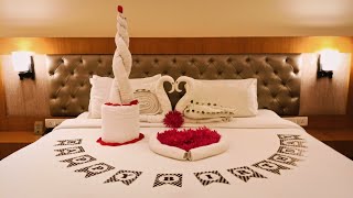 How to Fold Towels for a Romantic Birthday SurpriseBirthday decorationTowel art [upl. by Yatnahs]