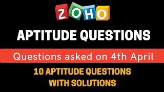 Zoho Latest Aptitude Questions with solutions  4th April 2021  BiNaRiEs [upl. by Egas601]