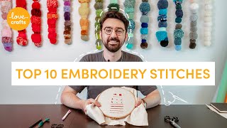 Embroidery for beginners  TOP 10 stitches [upl. by Atiuqihs234]