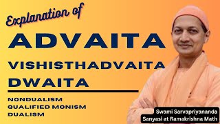 Swami Sarvapriyanada on Advaita Vishishadvaita amp Dwaita philosophies [upl. by Pascal]