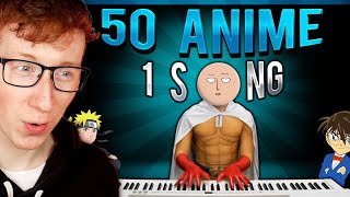 Patterrz Reacts to quot50 ANIME in 1 SONGquot [upl. by Fasta]