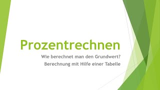 Mathe Prozentrechnen Grundwert berechnen kurz und einfach erklärt [upl. by Jeannette]