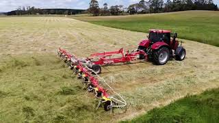 Tedder raking silage with a pottinger HIT1214T [upl. by Neelrahc]