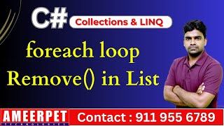 C List  foreach loop  List Remove method  Net Full Stack Training in Ameerpet [upl. by Adekan]