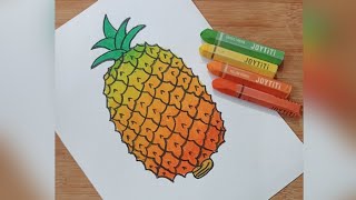 how to draw pineapple  pineapple drawing easy step  step by step pineapple drawing methods [upl. by Destinee912]