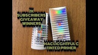 MAC LIGHTFUL C C CORAL GRASS TINTED PRIMER  2K SUBSCRIBERS GIVEAWAY WINNERS 🛍 🎉 [upl. by Semaj]