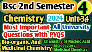 Bsc 2nd Semester Chemistry Important 2024 Bioorganic and Medicinal Chemistry bsc [upl. by Ahsien]