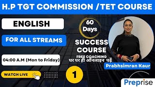 🔴English 01 HP TGT CommissionHP TET By Prabhsimran Kaur Madam [upl. by Aseral]