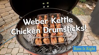 Easiest Method To Cook Chicken Drumsticks On A Rack In A Weber Kettle  4K [upl. by Lise308]