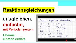 Reaktionsgleichungen ausgleichen zuerst einfache Gleichungen werden einfach erklärt [upl. by Niram]