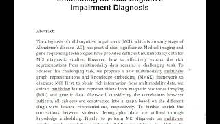 MMGK Multimodality Multiview Graph Representations and Knowledge Embedding for Mild Cognitive Impair [upl. by Kowal]